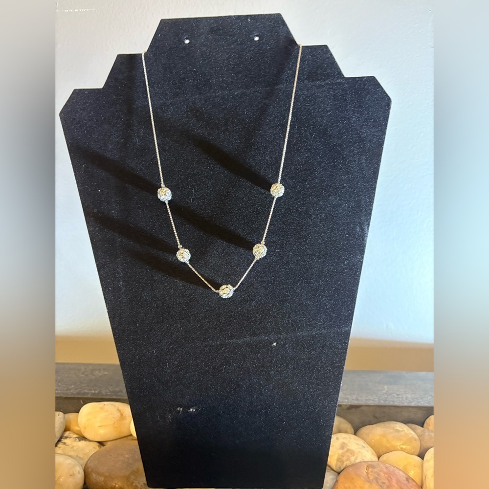 Lia Sophia Silver Tone Necklace with Crystal Balls